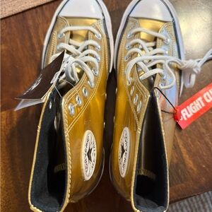 Converse Gold and White Low-Top Athletic Shoes